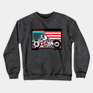 Motorcycle against American Flag Crewneck Sweatshirt